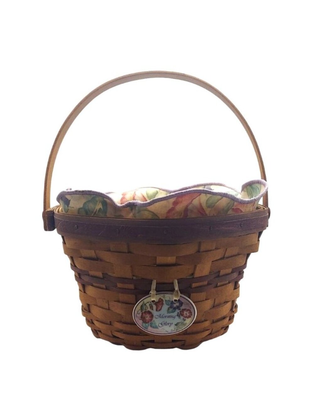 Longaberger May Basket Morning Glory Hand Woven Fabric & Protective Liners Charm